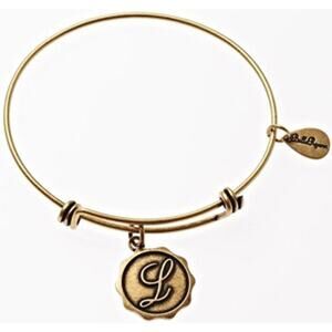 Bella Ryann L Adjustable Expandable Goldtone Wire Bangle Bracelet Initial